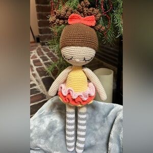 Crochet Doll with Layered Tutu, Soft Squishable Toy